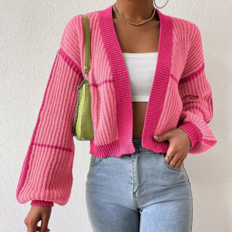 Cardigan – Soft Knitted Women’s Sweater with Cropped Fit & Balloon Sleeves