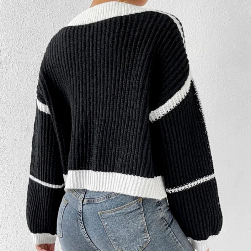 Cardigan – Soft Knitted Women’s Sweater with Cropped Fit & Balloon Sleeves