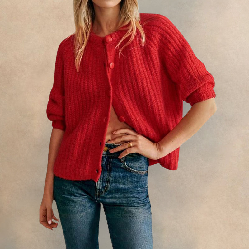 Elegant Knitted Women’s Cardigan with Loose Fit & Comfortable Style